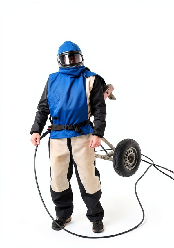 Sandblasting Helmet SHUNJIE Safe Air Feed with Hood and 5 Lenses Blue-6