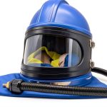 Sandblasting Helmet SHUNJIE Safe Air Feed with Hood and 5 Lenses Blue-0