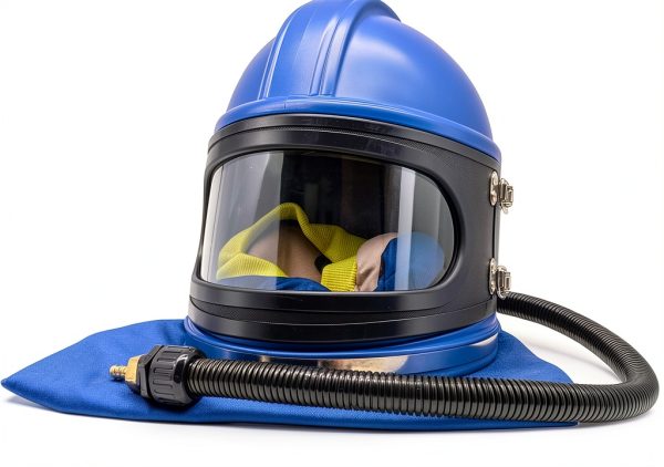 Sandblasting Helmet SHUNJIE Safe Air Feed with Hood and 5 Lenses Blue-0