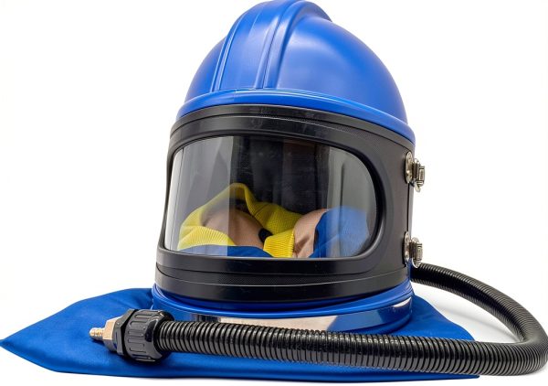 Sandblasting Helmet SHUNJIE Safe Air Feed with Hood and 5 Lenses Blue-1
