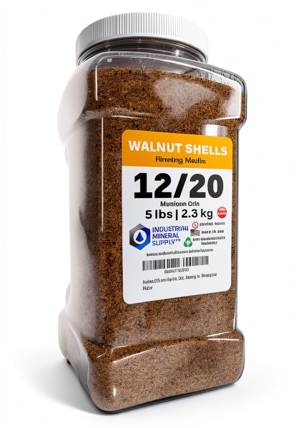Premium Ground Walnut Shell Media Grit Size 12/20-5 lbs/2.3 kg - Medium Grit Walnut Shells for Tumbling, Blasting or Vibratory Use-0