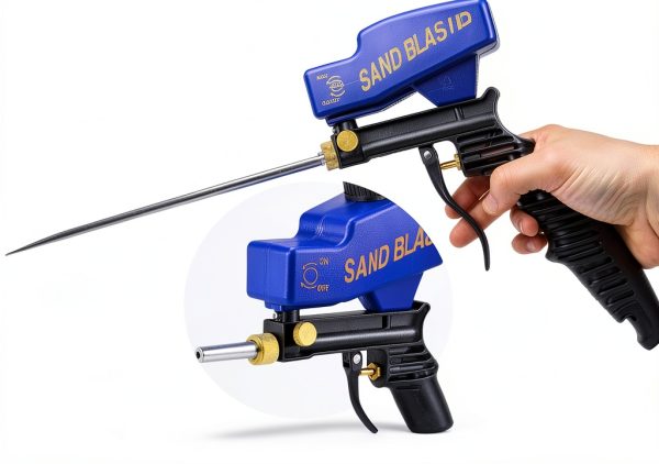 LE LEMATEC Professional Sand Blaster Long Nozzle Attachment - Ultimate Precision Sandblasting Tip for Air Compressors | Powerful Soda & Walnut Blasting Wand for Flawless Spot Cleaning-1